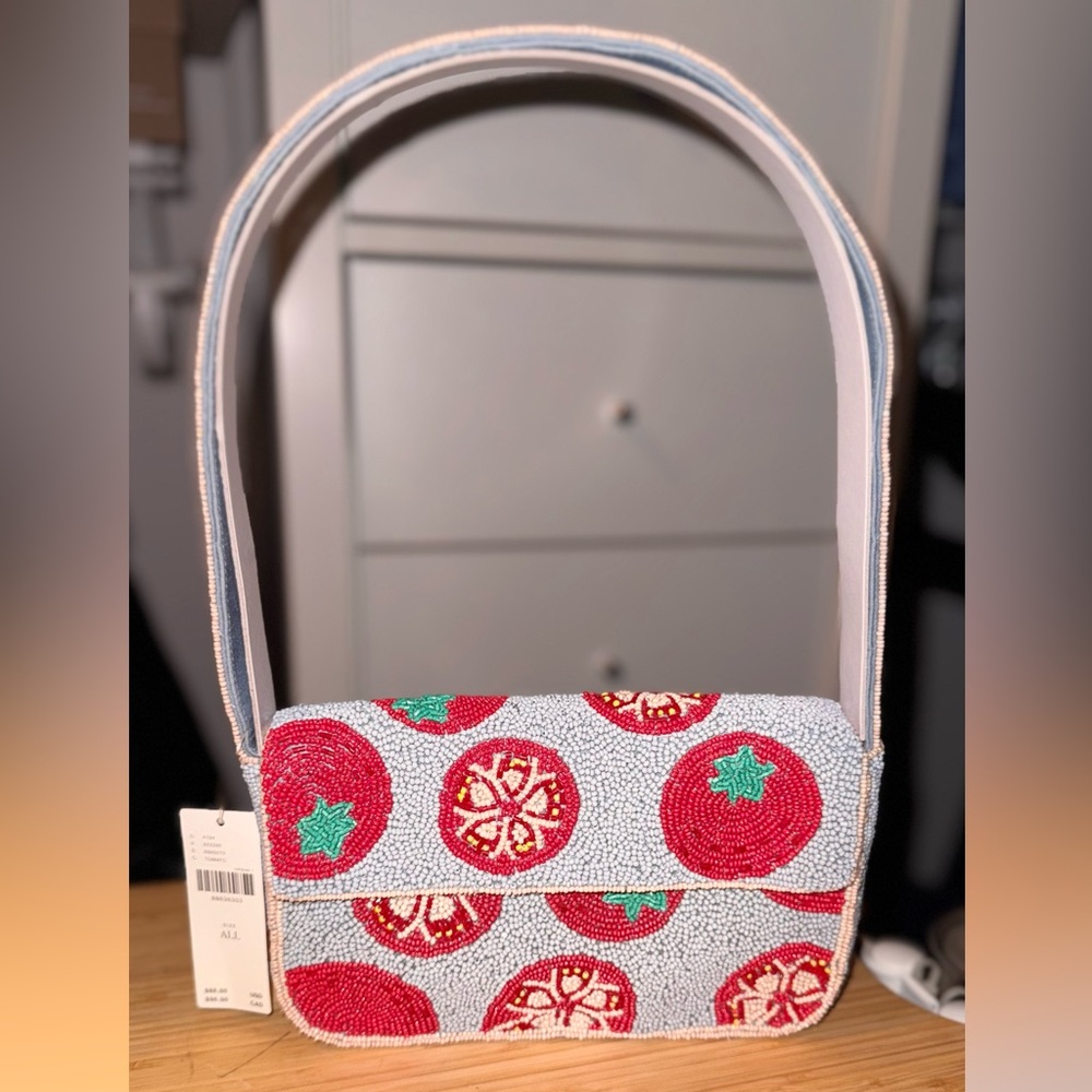 NWT Anthropology the fiona beaded bag food & drink edition (tomato)
